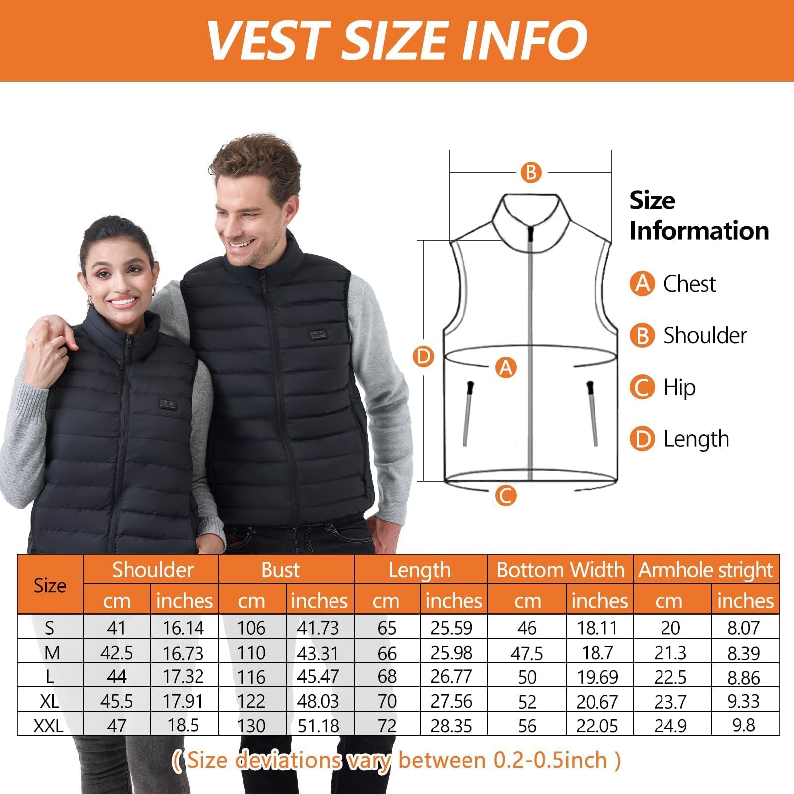 Unzipp Heated vest for men and women: Winter warm heated jacket vest with 5V 10000 mAh battery, 3 adjustable temperatures, machine washable for outdoor activities