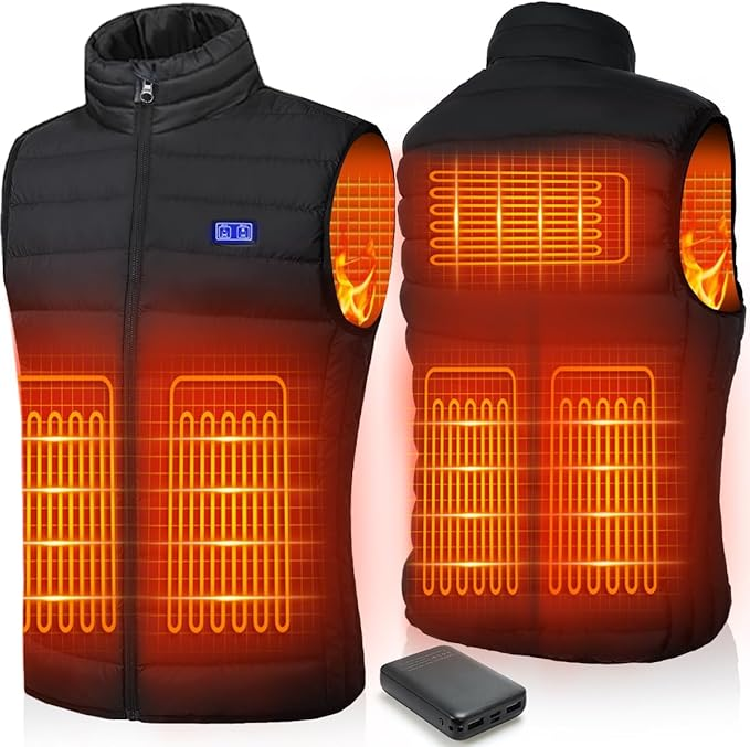Unzipp Heated vest for men and women: Winter warm heated jacket vest with 5V 10000 mAh battery, 3 adjustable temperatures, machine washable for outdoor activities