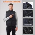 Unzipp Heated vest for men and women: Winter warm heated jacket vest with 5V 10000 mAh battery, 3 adjustable temperatures, machine washable for outdoor activities